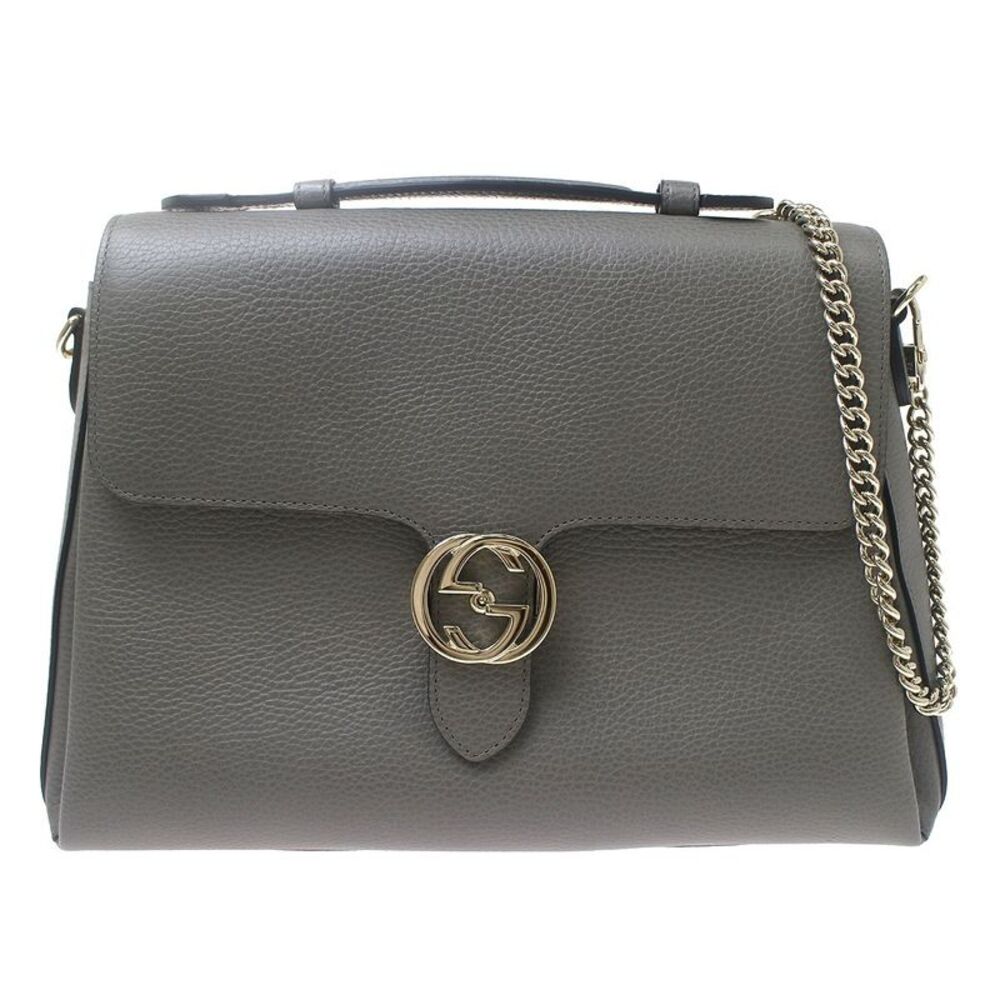 Gucci Interlocking Top Handle Leather Gray Leather Shoulder Bag Bag